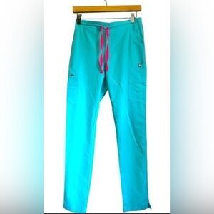 FIGS Scrub Pants Yola - Tall Skinny Scrub Pants XST  Neon Blue Pink Tie